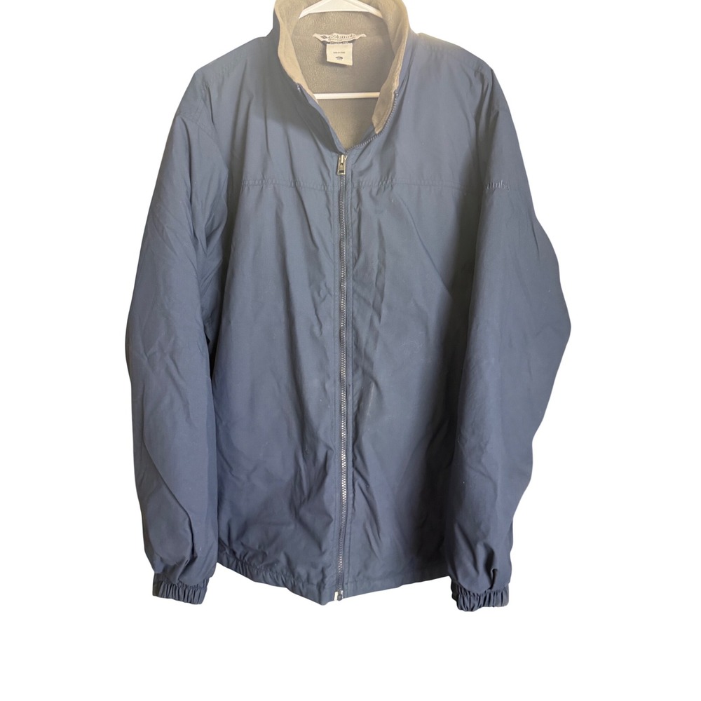 Columbia Mens XL Navy Blue Full Zip Fleece Lined Jacket Outdoor Coat